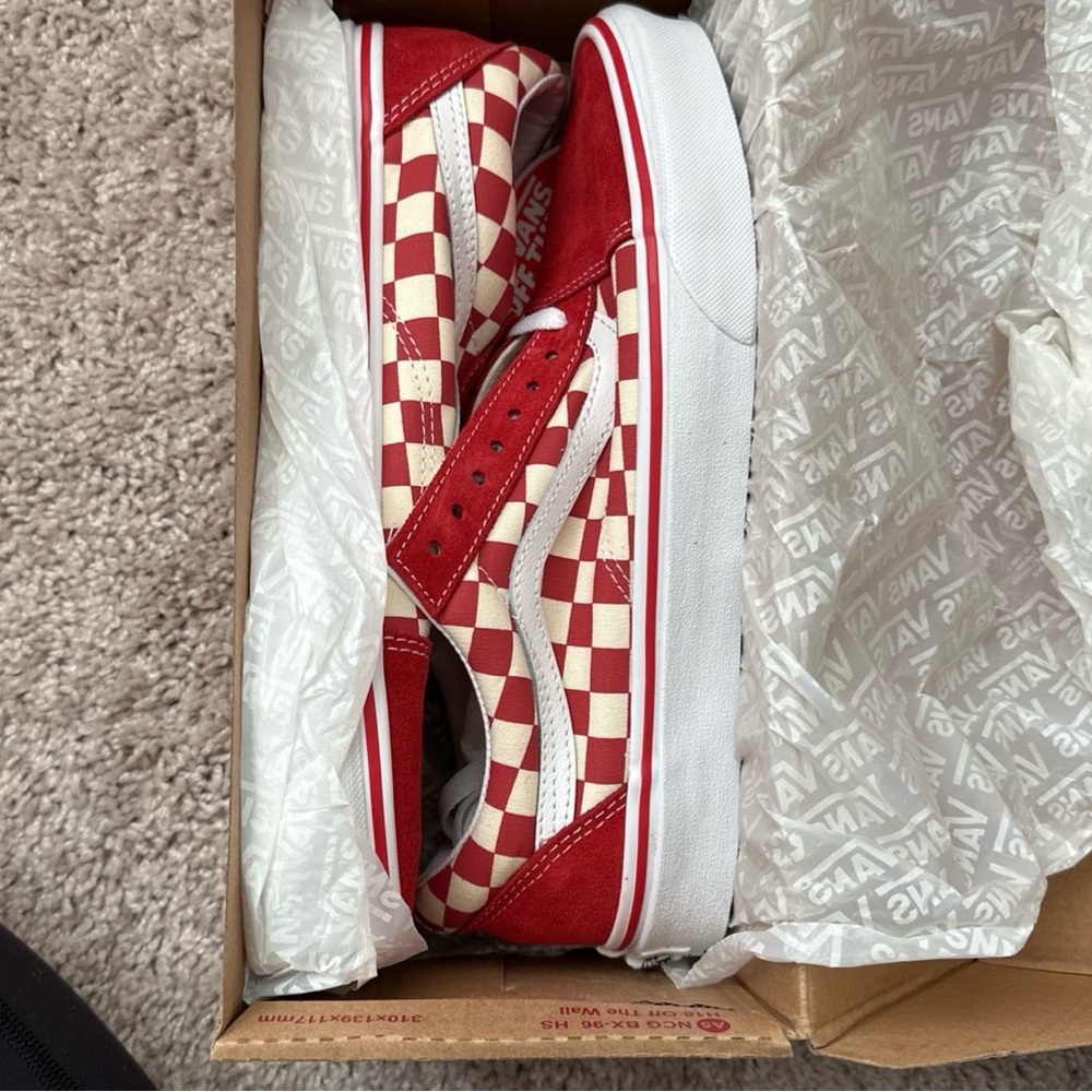 Old Skool Red Primary Checkered Vans